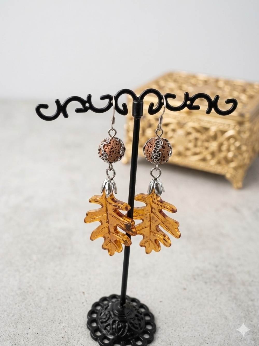 Amber Leaf Drop Earrings - Women Jewelry